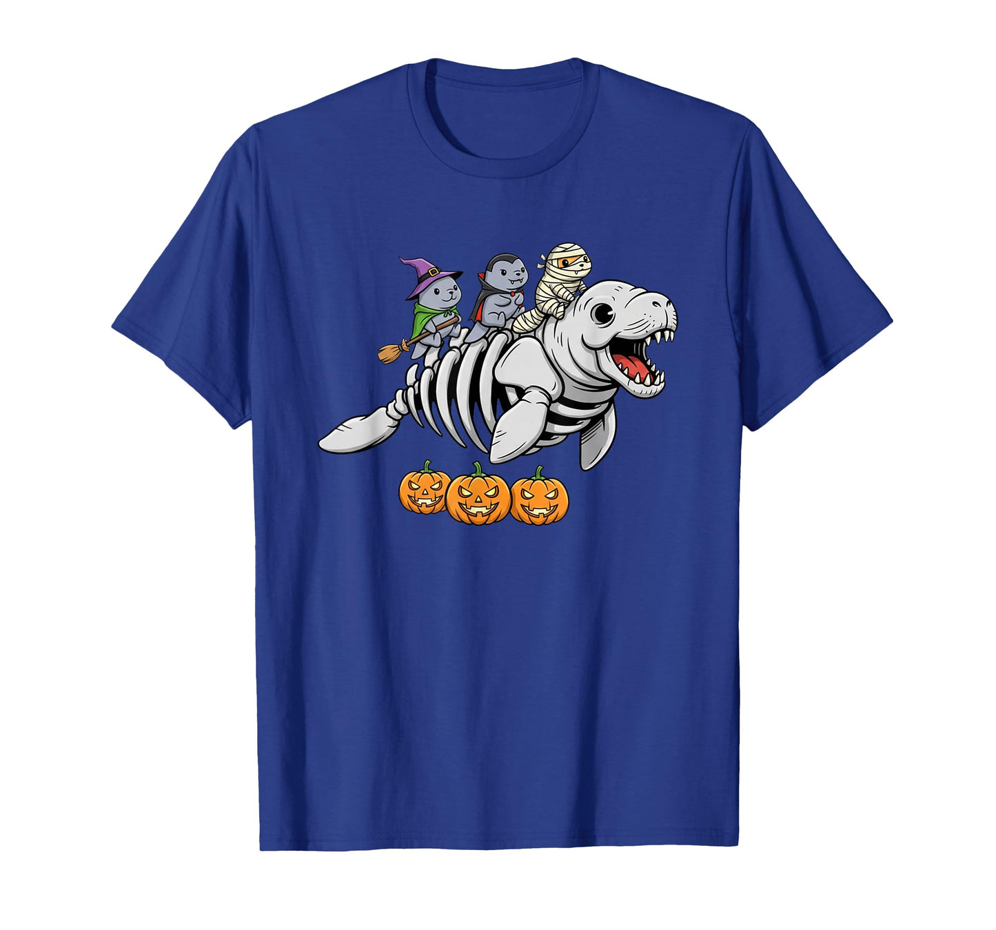 Manatee Skeleton Mummy Witch Halloween Kids Mens Womens T-Shirt