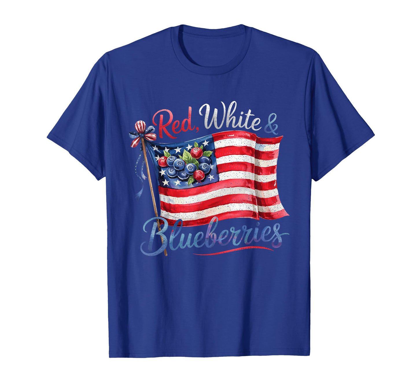Red White & Blueberries Coquette Flag Bow Men Women T-Shirt