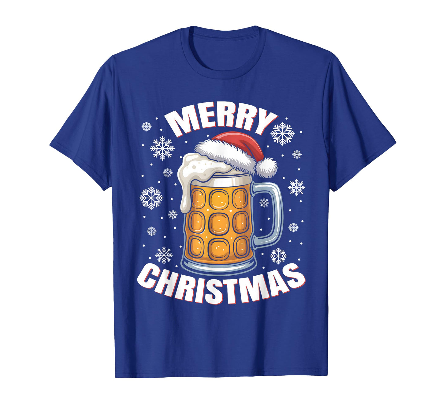 Funny Christmas Pajama Outfit Men Women Beer Mug Santa Hat T-Shirt