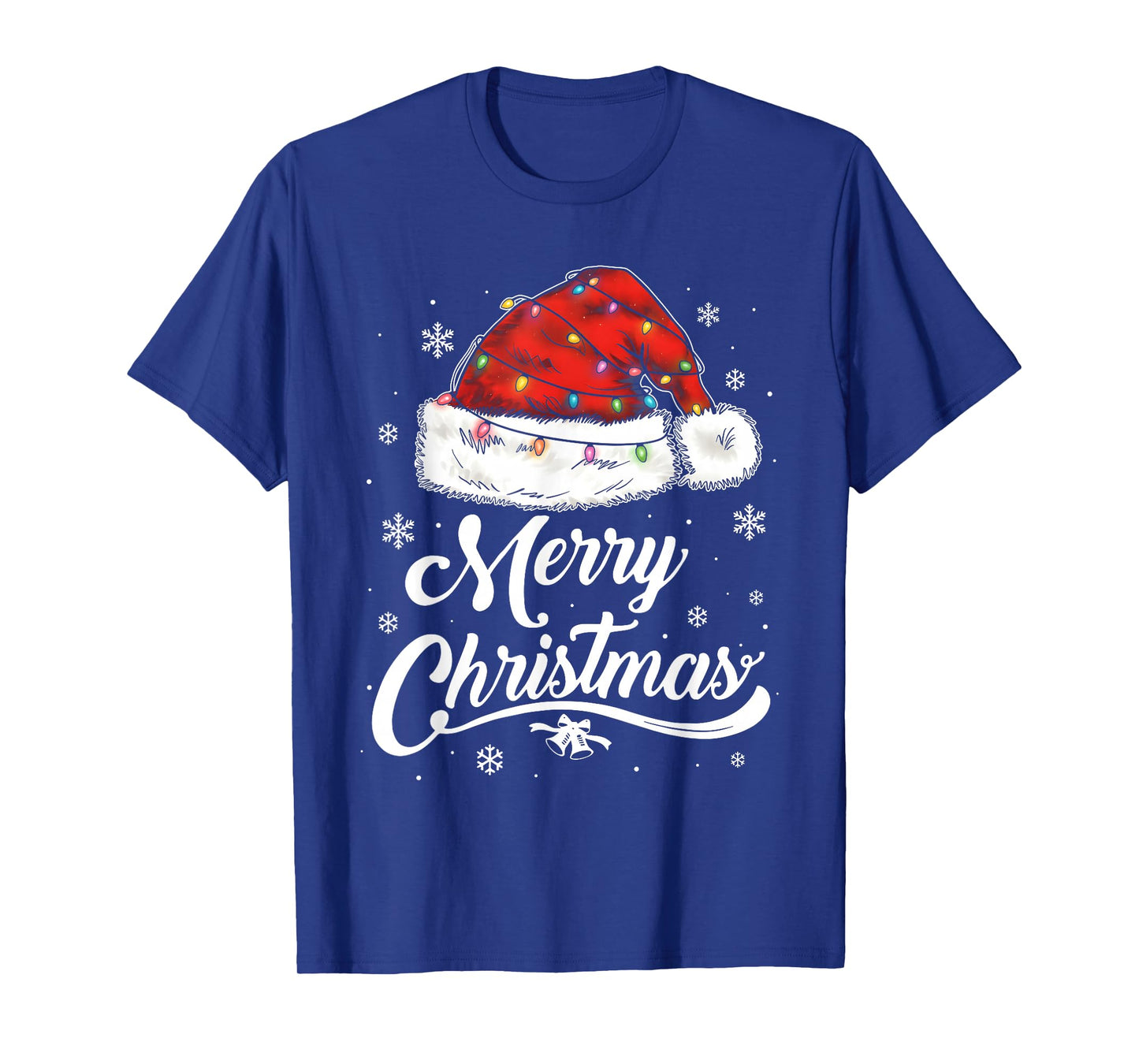 Merry Christmas Lights Red Santa Hat Xmas Family Men Women T-Shirt