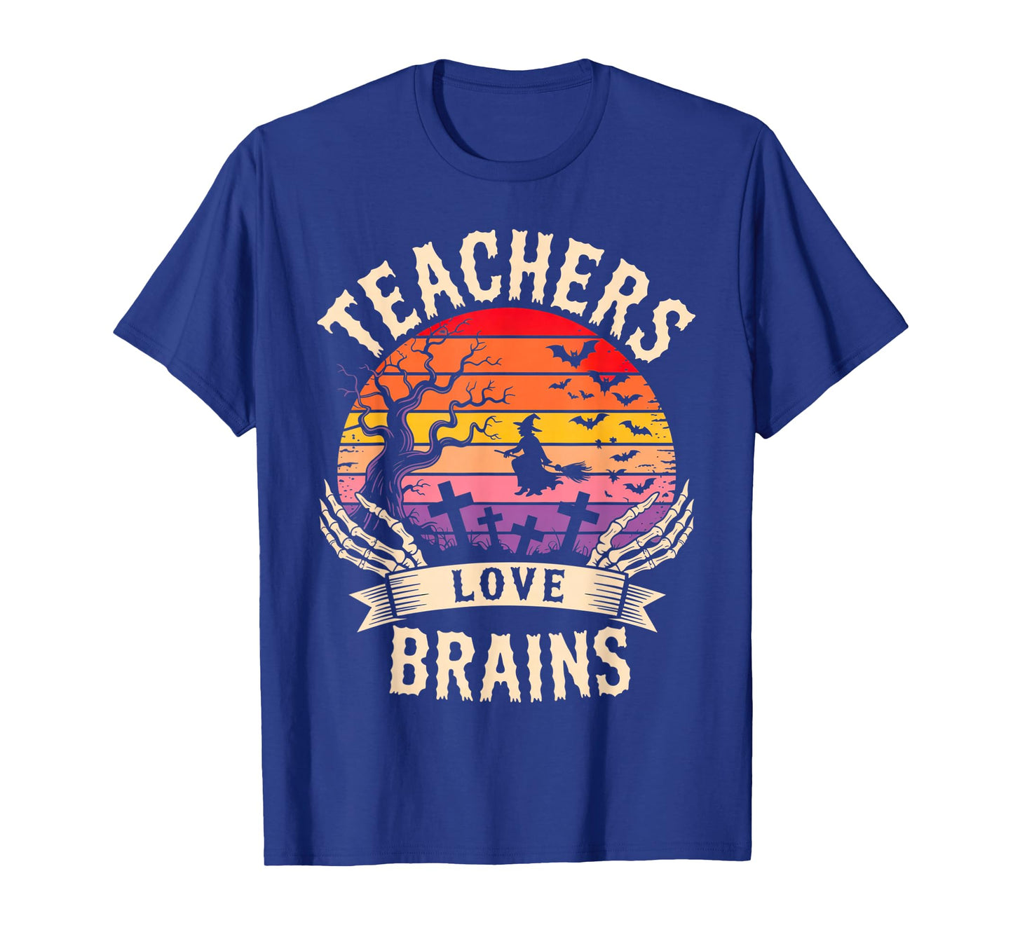 Teachers Love Brains Funny Halloween Outfit Spooky Classroom T-Shirt