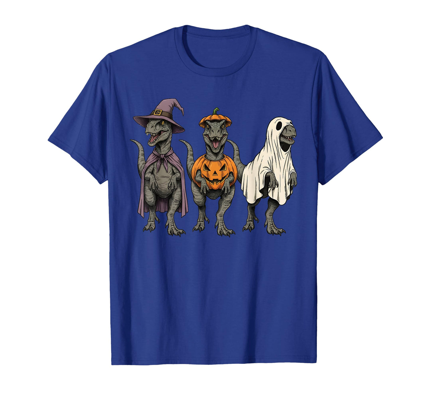 Spooky Ghost Velociraptor Dinosaur Lover Pumpkin Halloween T-Shirt