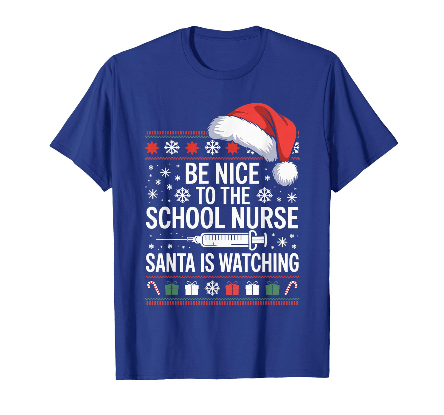 Funny School Nurse Ugly Christmas Sweater Nursing Humor Xmas T-Shirt