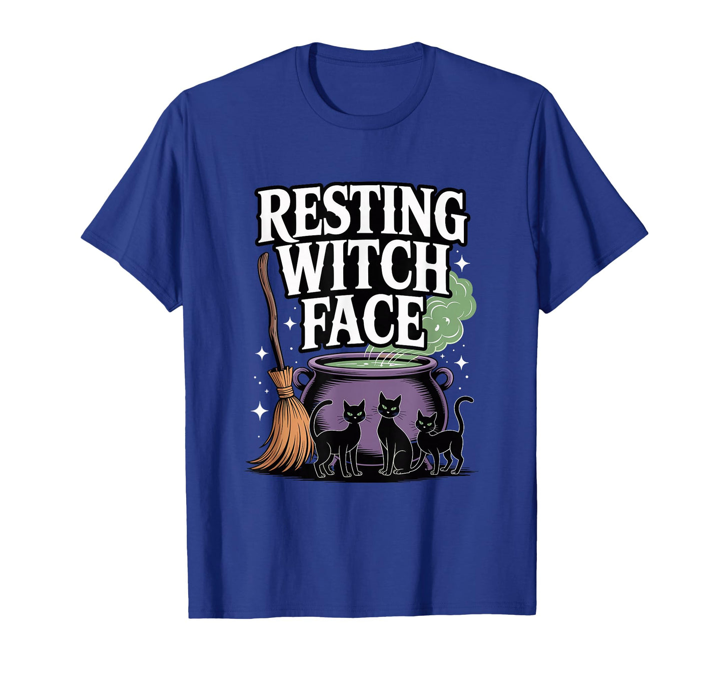 Halloween Resting Witch Face Black Cats Cauldron T-Shirt