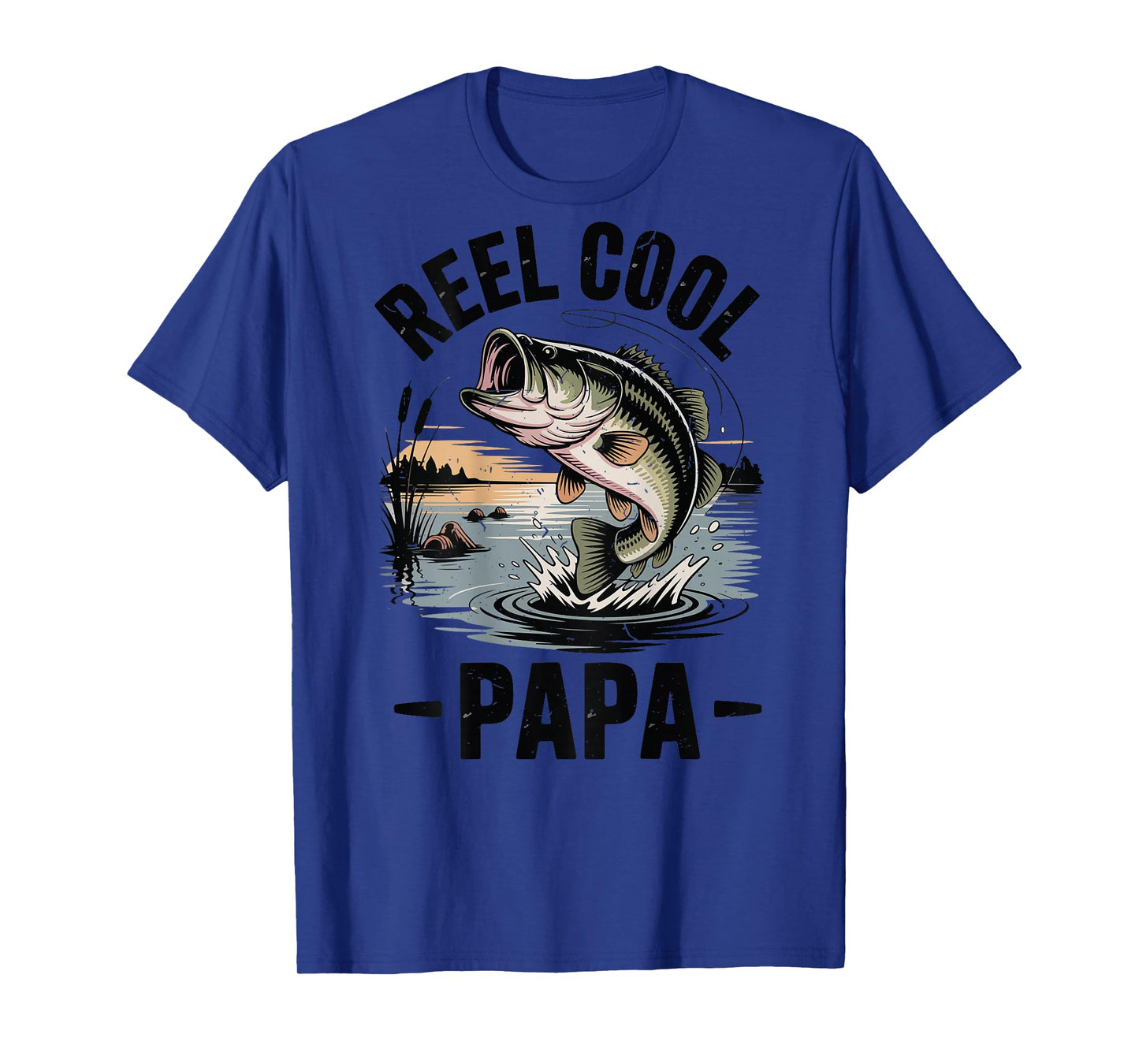 Reel Cool Papa Funny Dad Fishing Gift Son Daughter Bass Fish T-Shirt