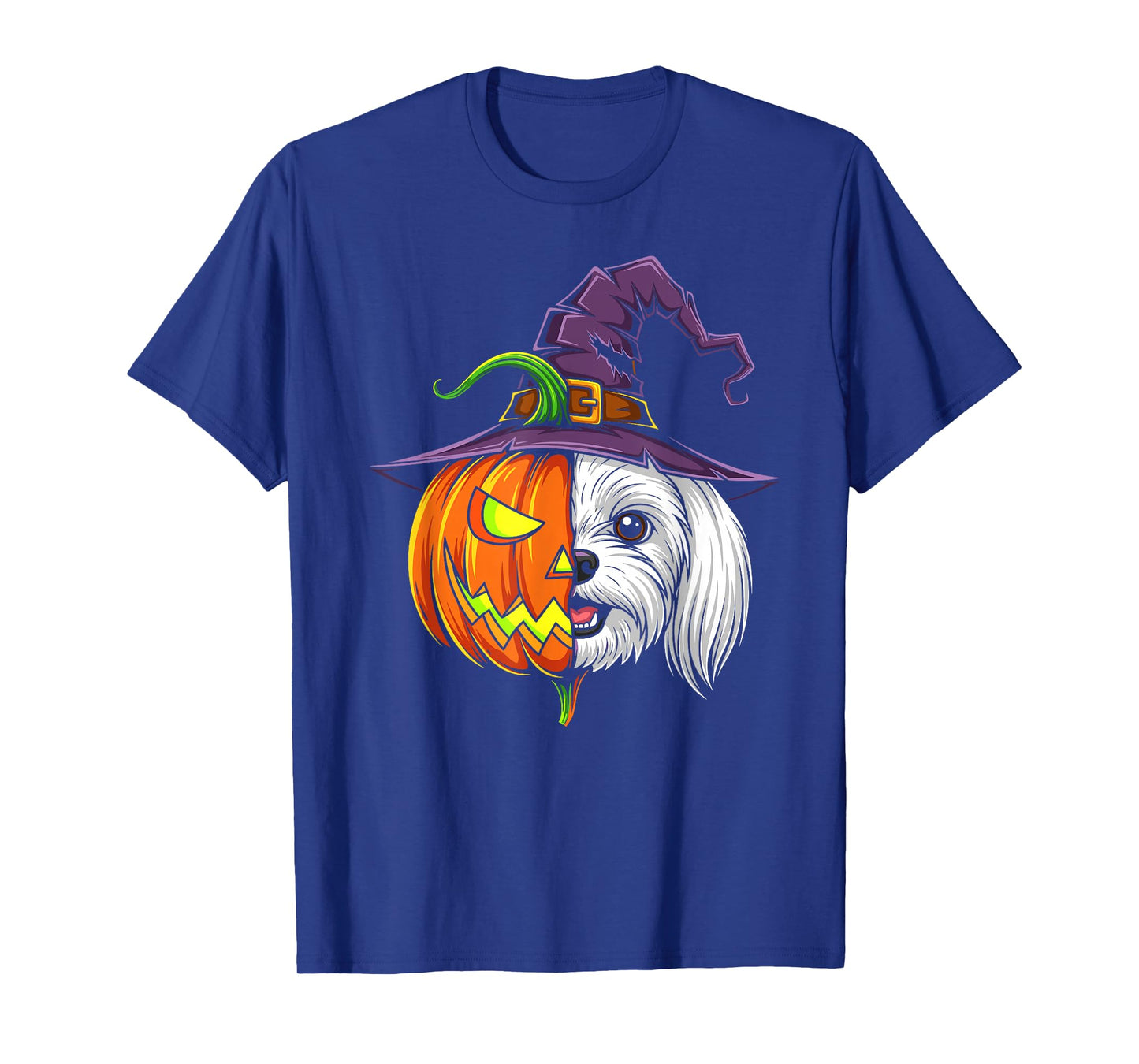 Maltese Pumpkin Jack O Lantern Halloween Kids Mens Womens T-Shirt