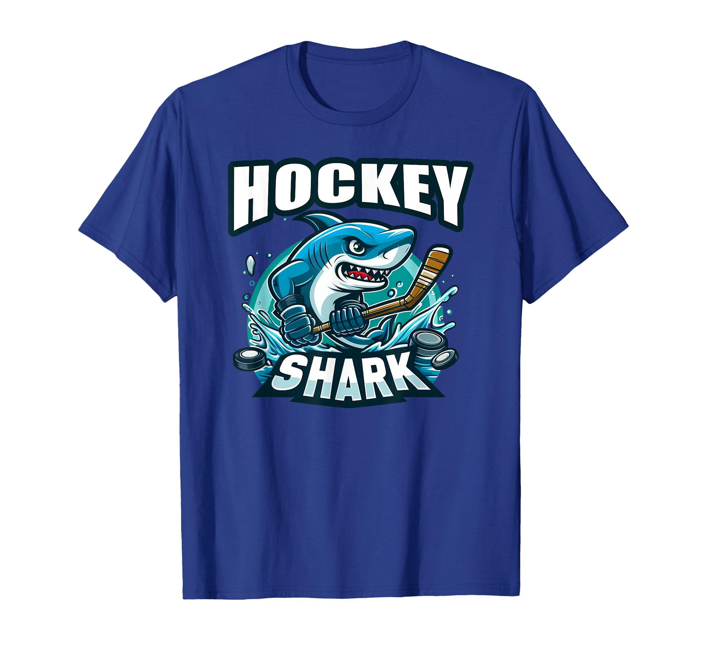 Shark Playing Hockey Funny Hockey T-Shirt