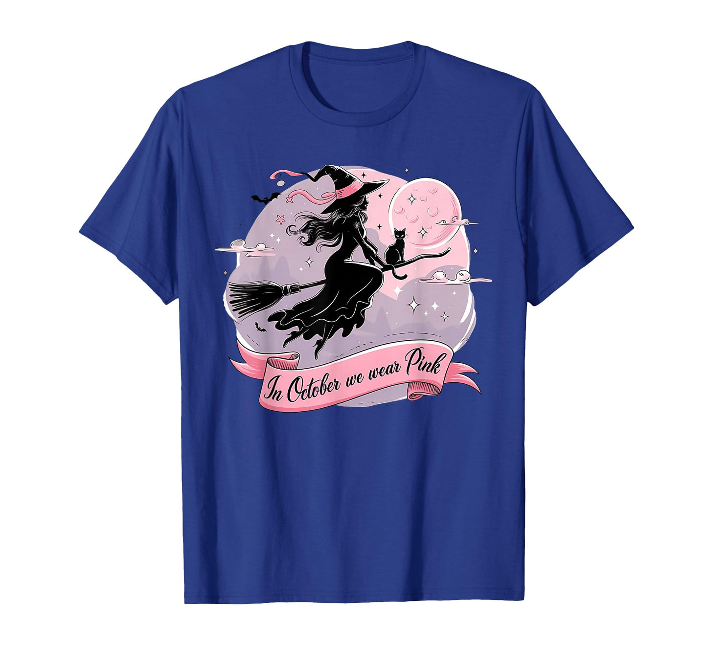 in October We Wear Pink Witch Breast Cancer T-Shirt