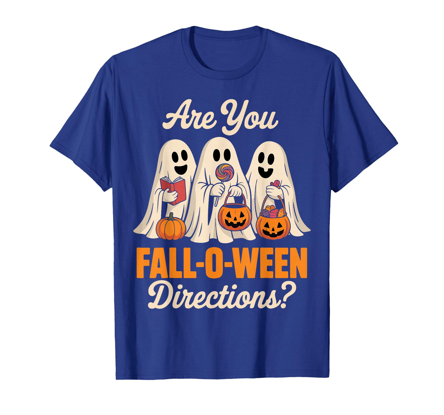 are You Fall O Ween Directions Halloween Teacher Ghost Retro T-Shirt