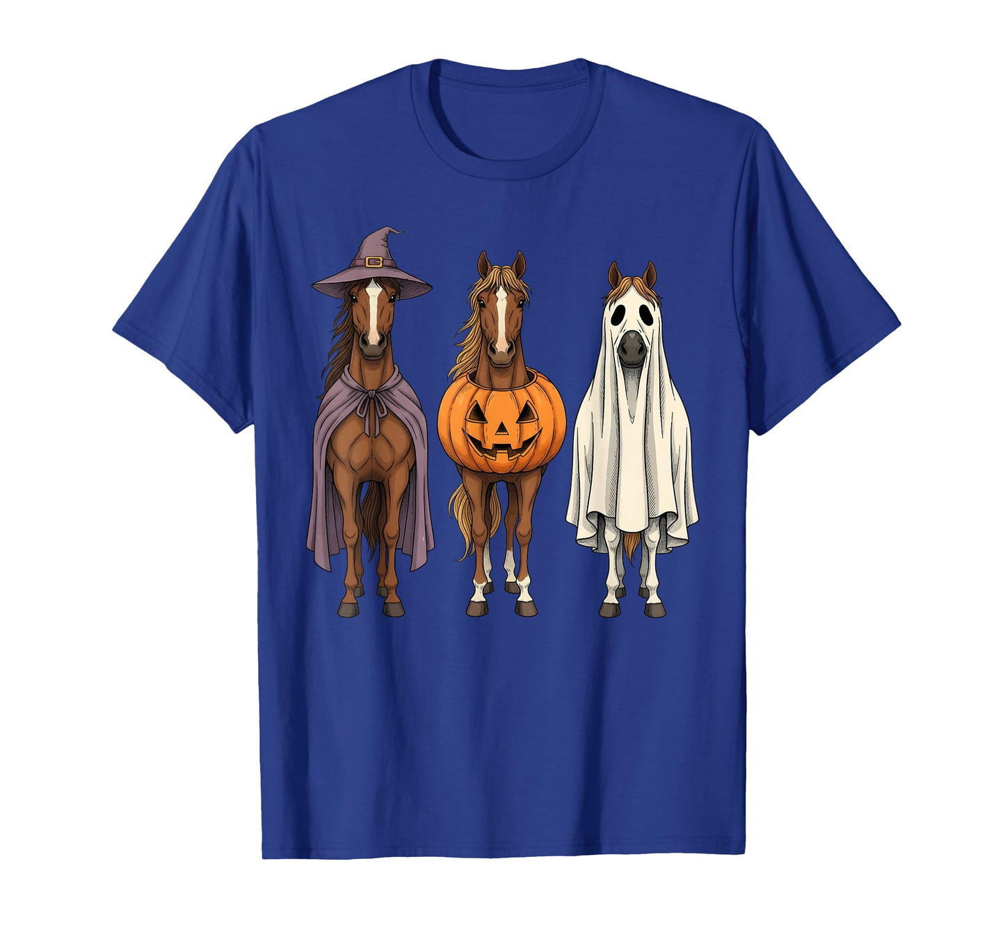 Spooky Ghost Horse Pumpkin Halloween Farm Animal T-Shirt