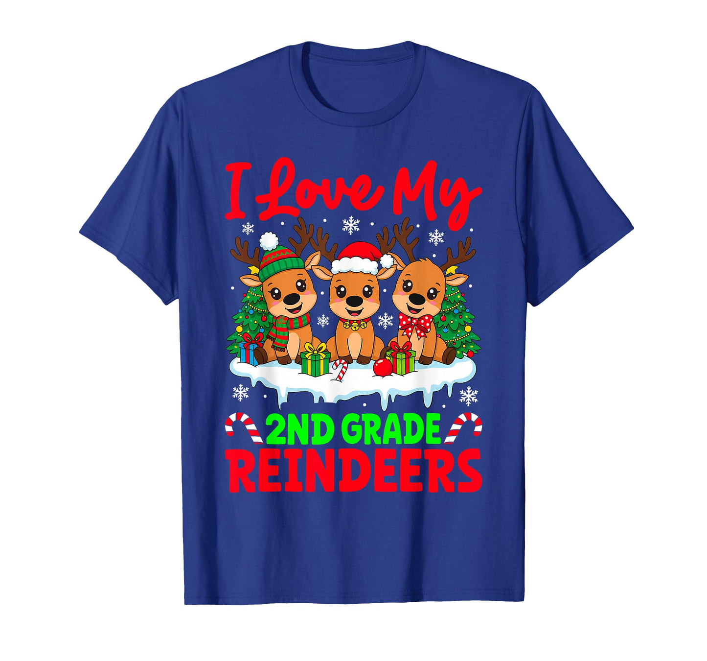 I Love My 2nd Grade Reindeers Three Reindeer Teacher Xmas T-Shirt