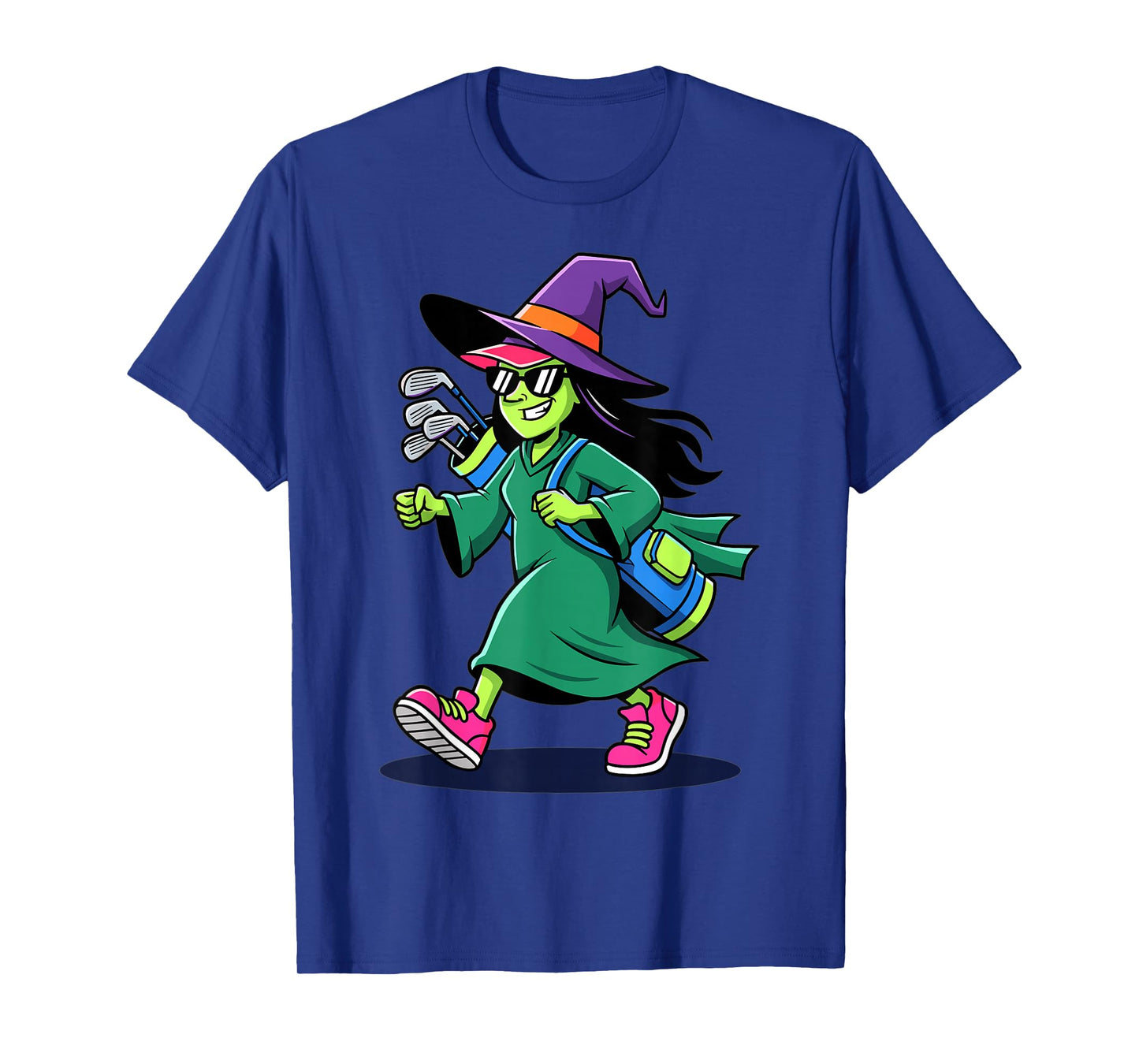 Golf Witch Funny Halloween Golfer Cartoon Design T-Shirt