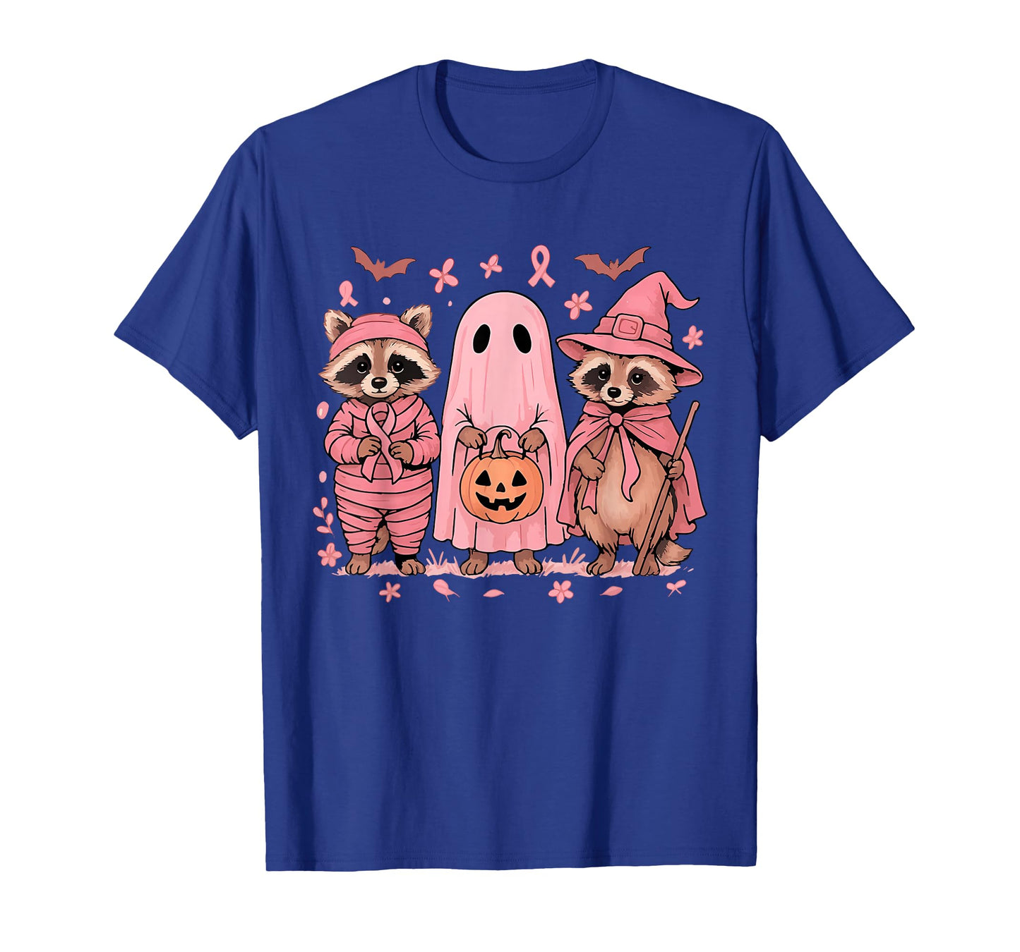 Pink Raccoon Halloween Costume Breast Cancer Awareness T-Shirt