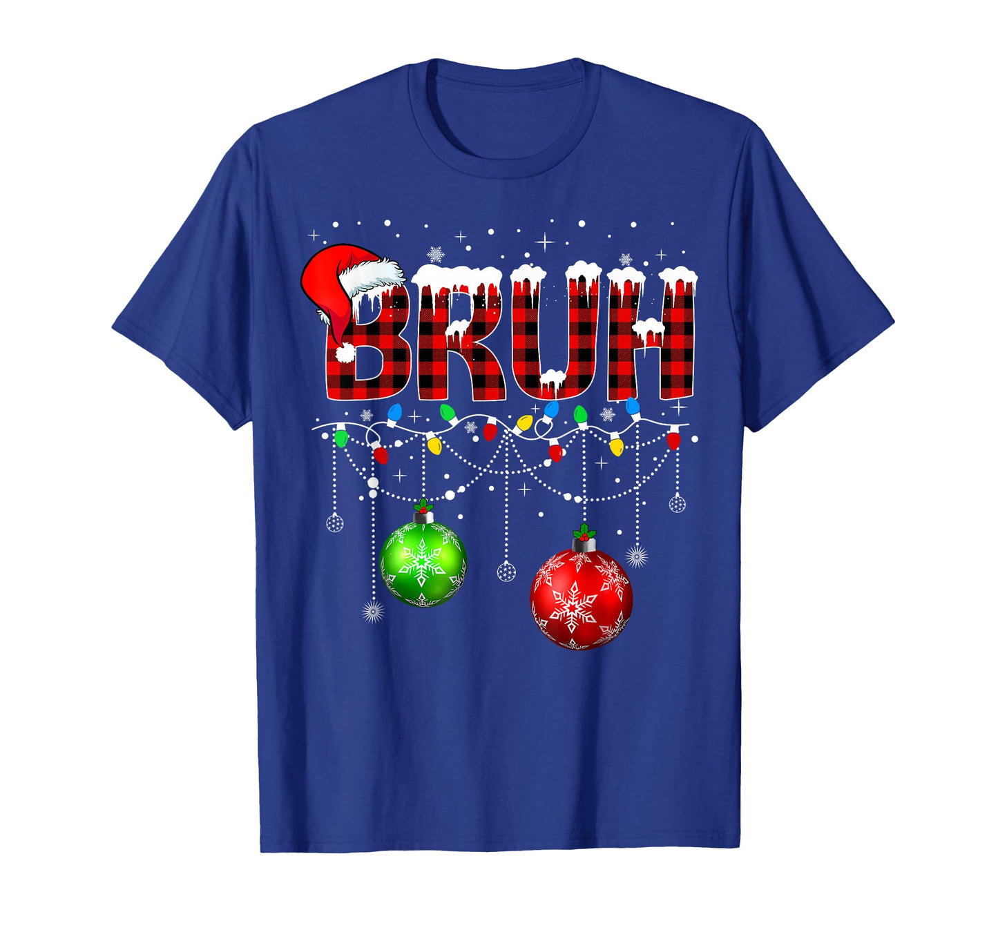 Bruh Funny Christmas Red Plaid Teens Boys Kids Xmas Pajamas T-Shirt