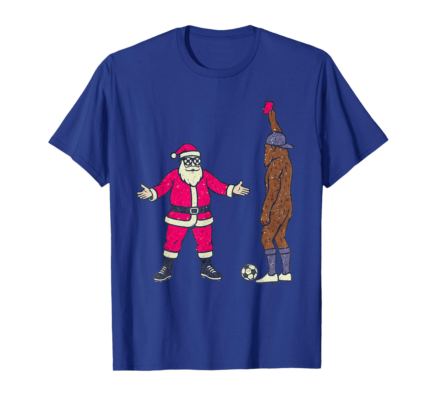 Santa Sasquatch Playing Soccer Christmas Funny Xmas Holiday T-Shirt