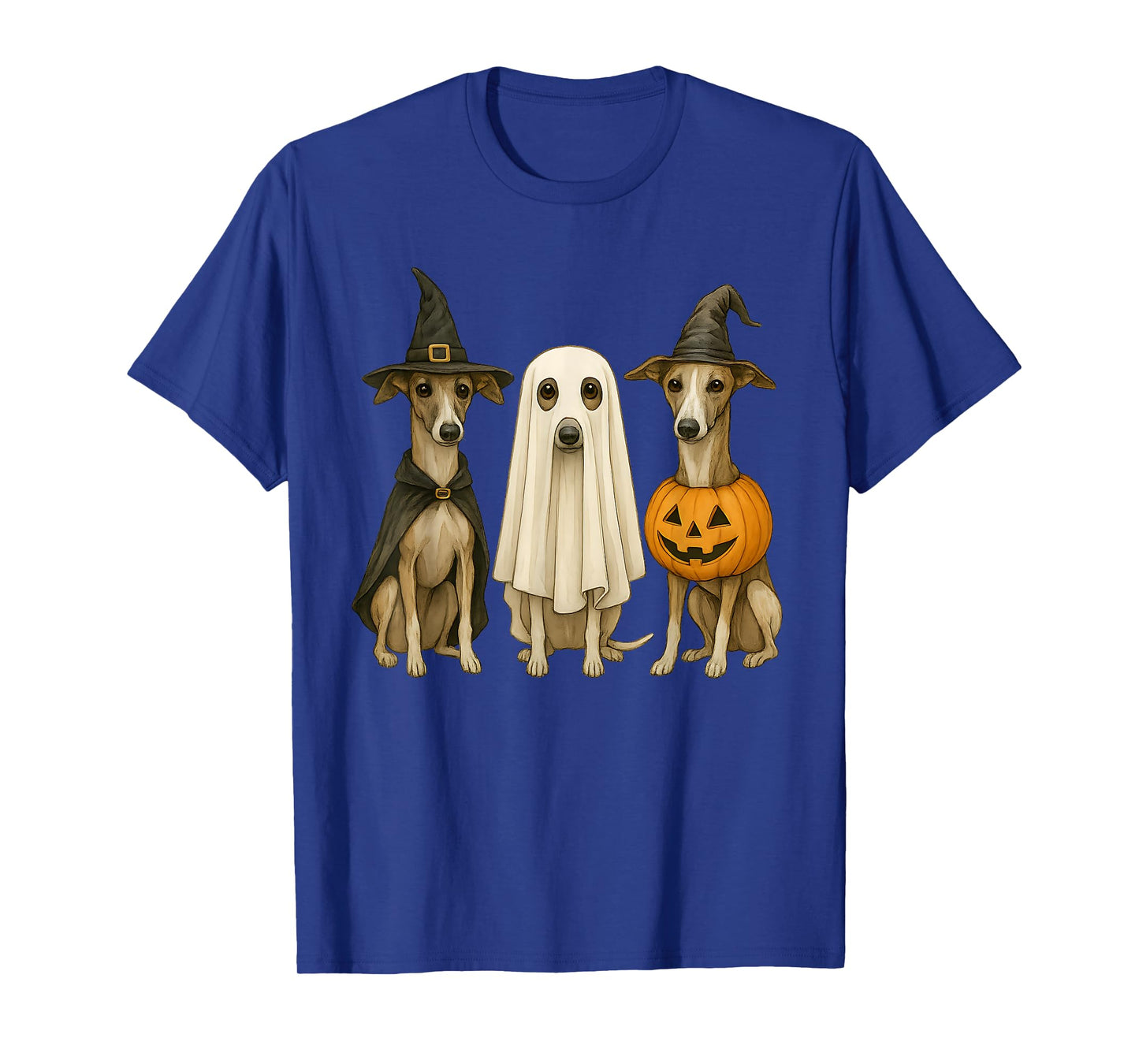Whippet Halloween Greyhound Dog Iggy Witch Ghost Pumpkin T-Shirt