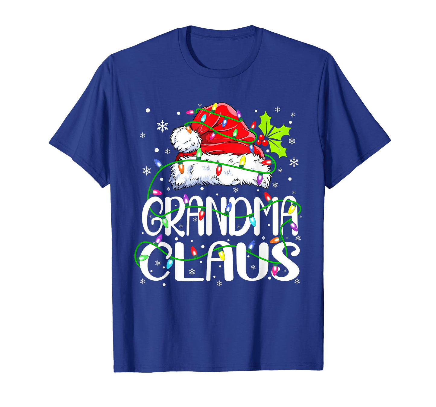 Grandma Claus Shirt Christmas Lights Pajama Family Matching T-Shirt