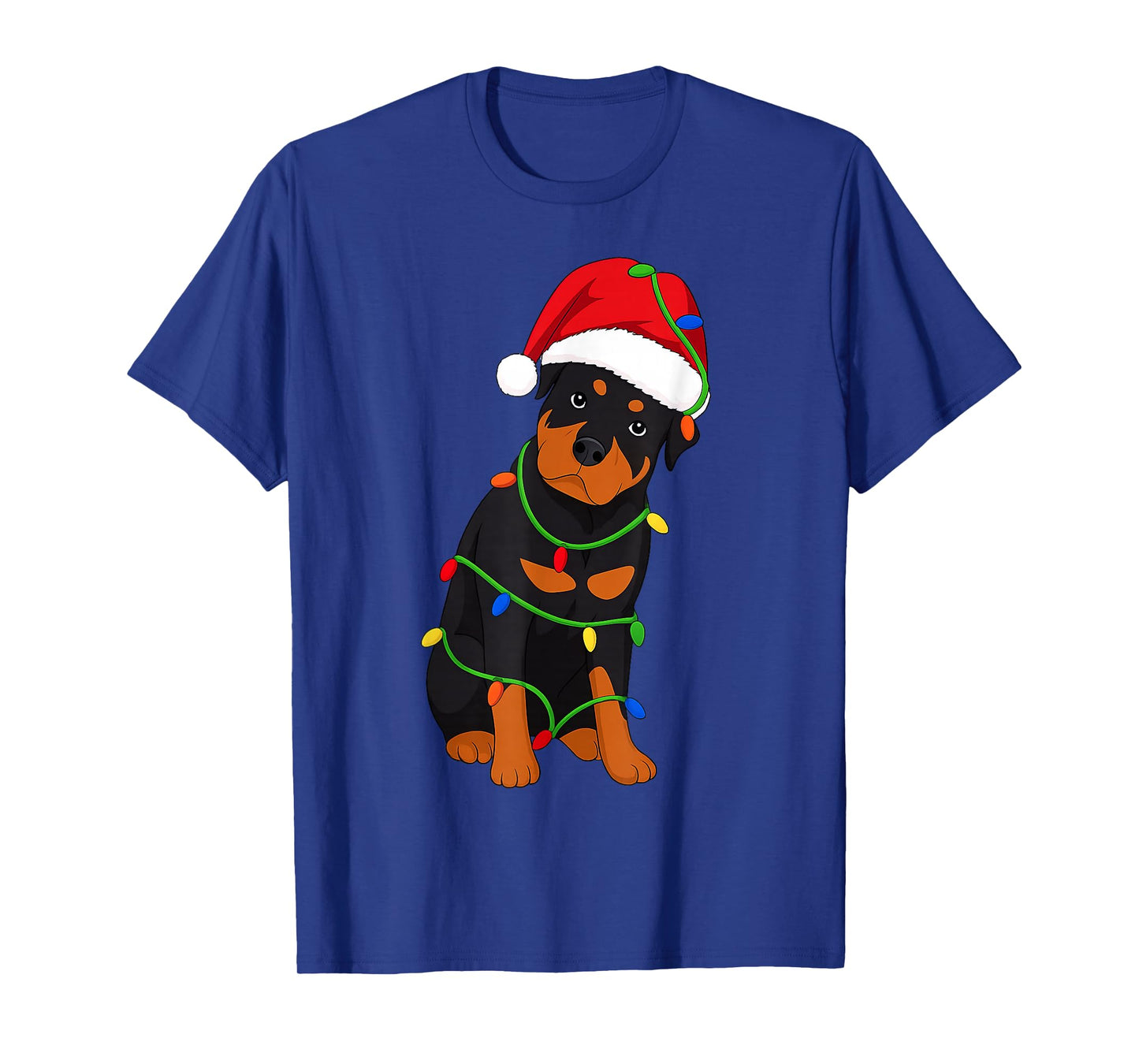 Rottweiler Christmas Tree Lights Holiday Dog Lover T-Shirt