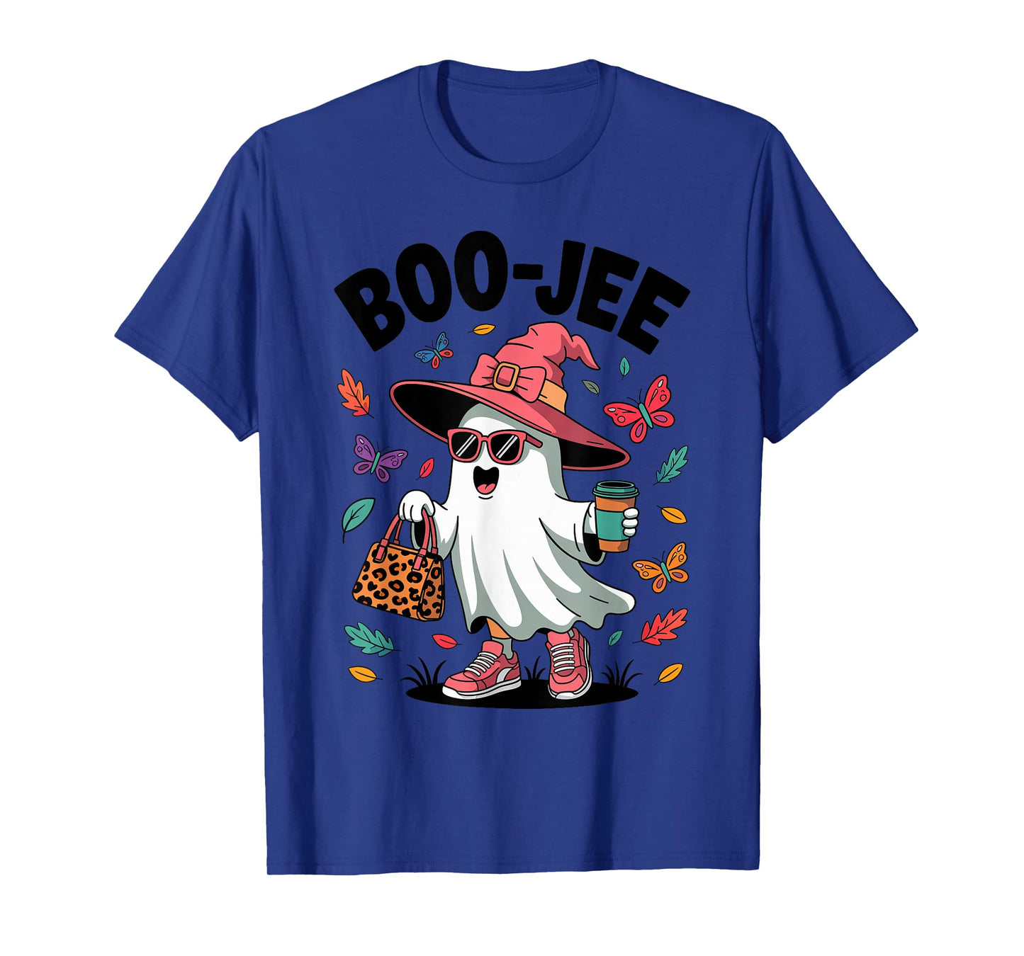 Ghost Boo-JEE Leopard Halloween Women Girls Coffee Lovers T-Shirt