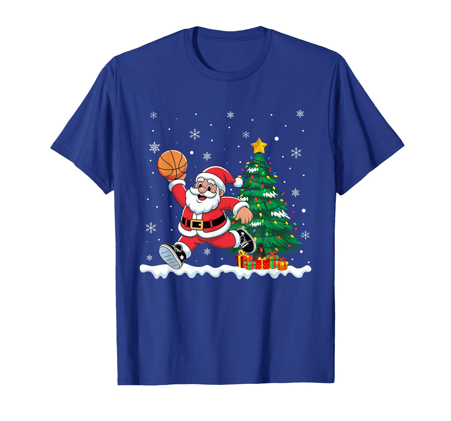 Santa Playing Basketball Funny Christmas Basketball Lover T-Shirt