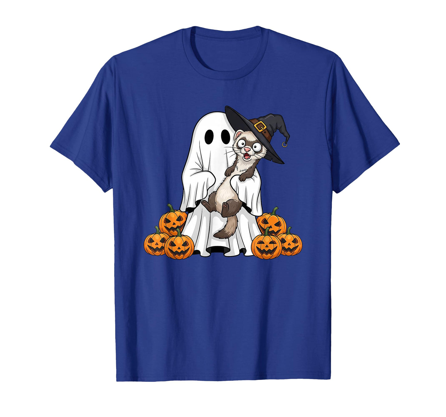 Funny Ghost Ferret Pumpkin Halloween Kids Mens Womens T-Shirt