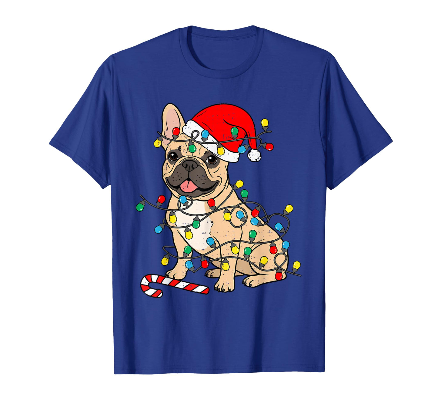 French Bulldog Dog Christmas Lights Santa Xmas Pet Dog Lover T-Shirt