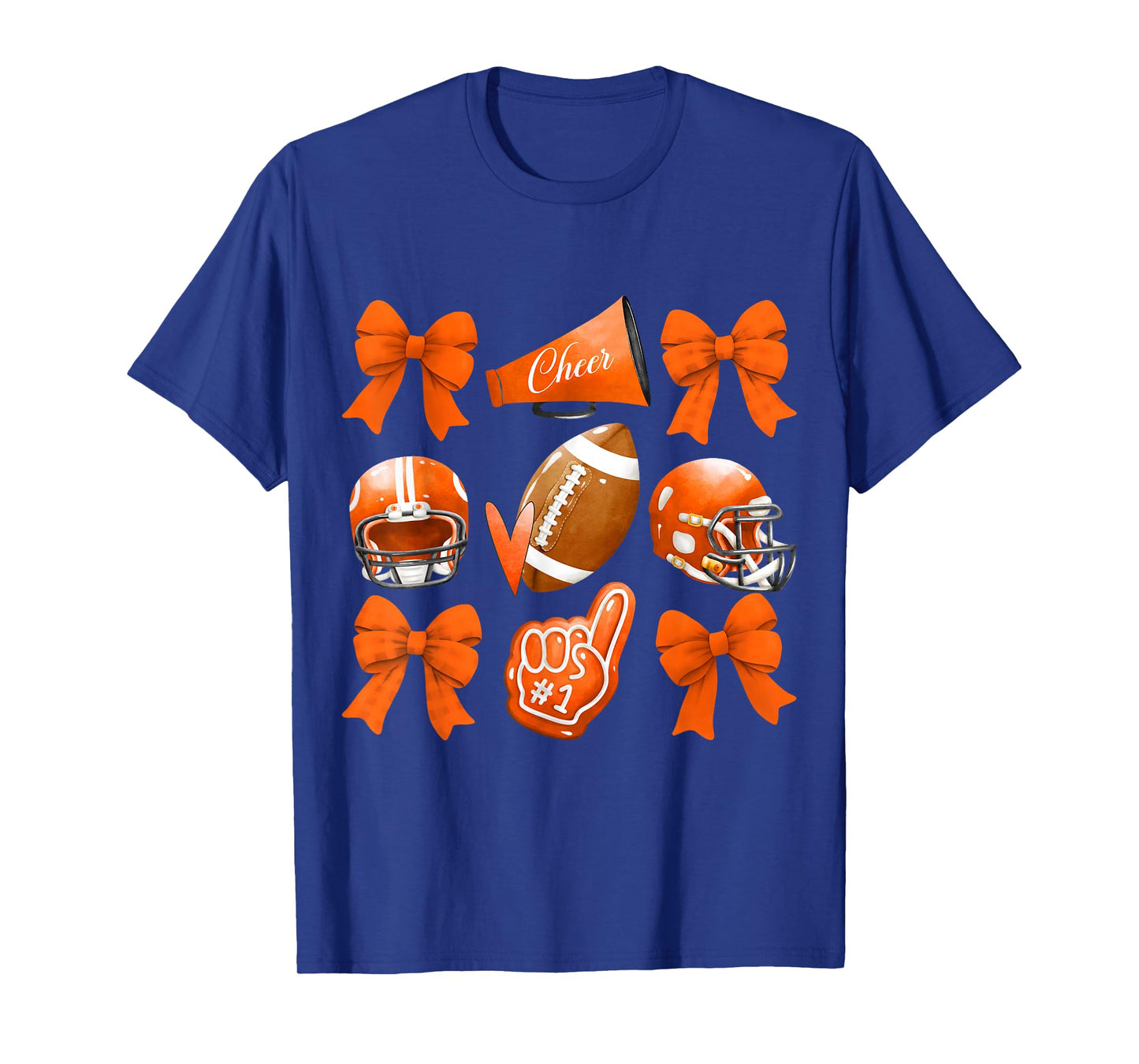 Orange Coquette Football Cheer Game Day Women Boy Men T-Shirt