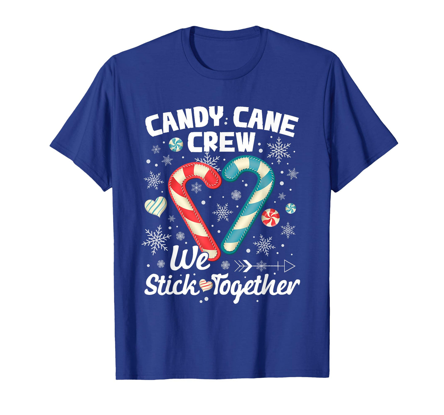 Christmas Candy Cane Crew We Stick Together Xmas Men Women T-Shirt