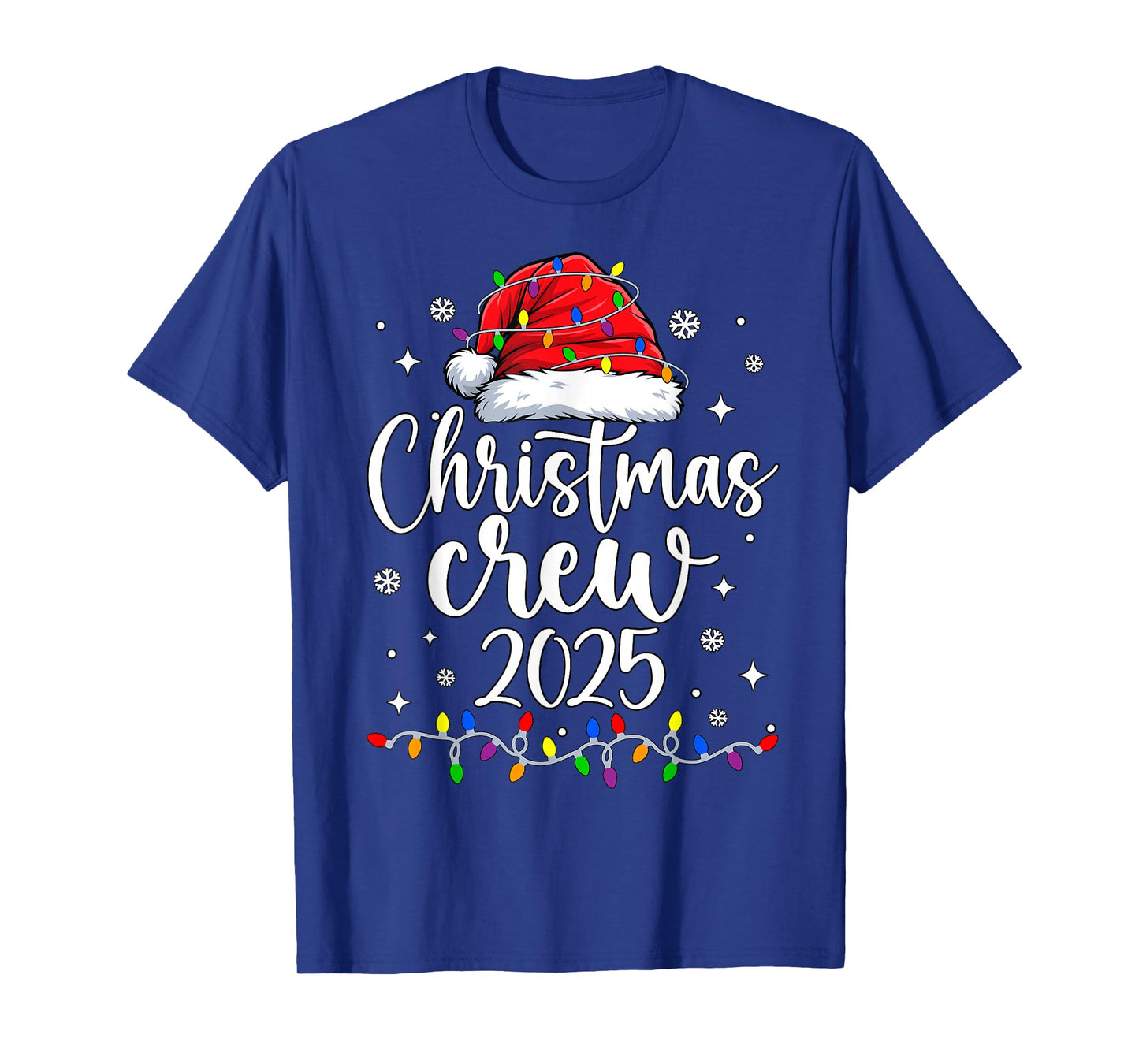 Christmas Crew Lights Red Santa Hat Xmas Family Men Women T-Shirt