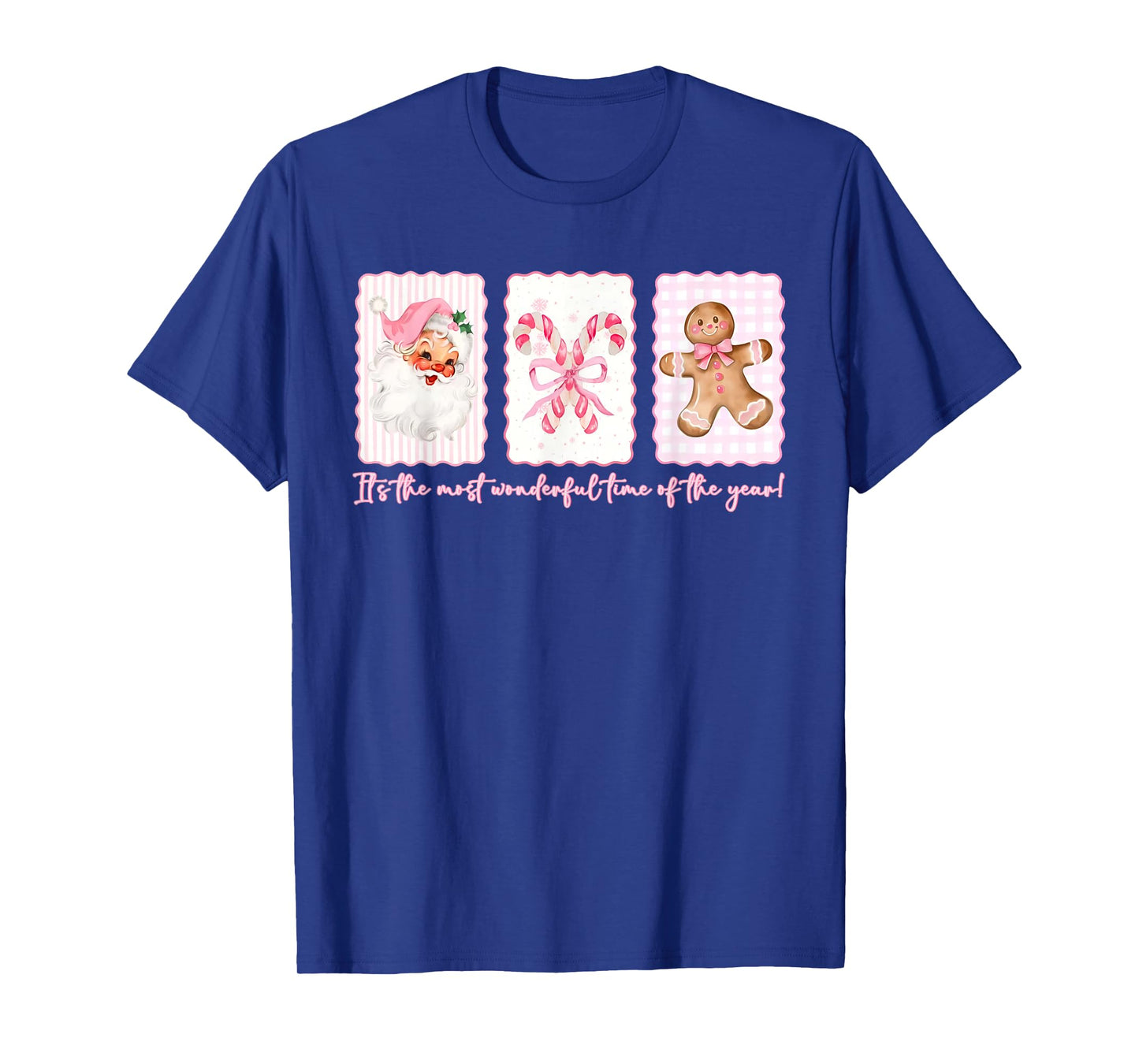 It's The Most Wonderful Time Pink Santa Coquette Bow Xmas T-Shirt