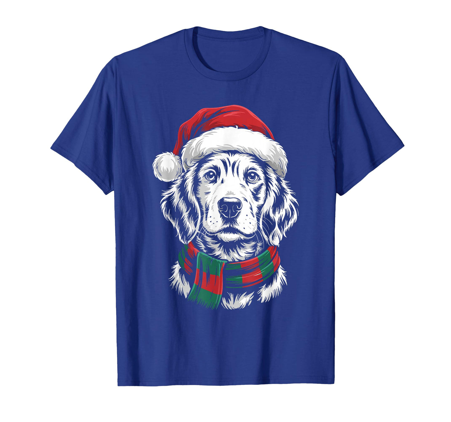 English Setter Dog Xmas Santa Hat Scarf Christmas Costume T-Shirt