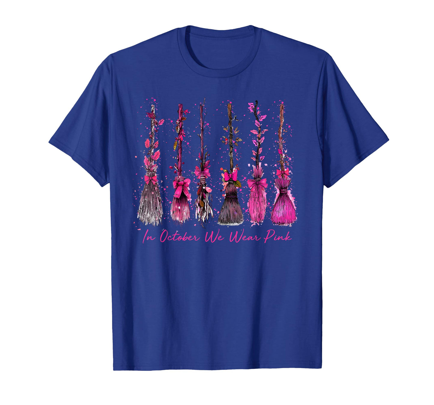 in October We Wear Pink Witches Breast Cancer Halloween Kids T-Shirt