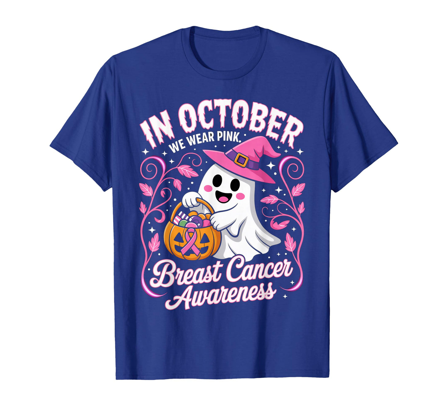 Breast Cancer Women Halloween in October We Wear Pink T-Shirt