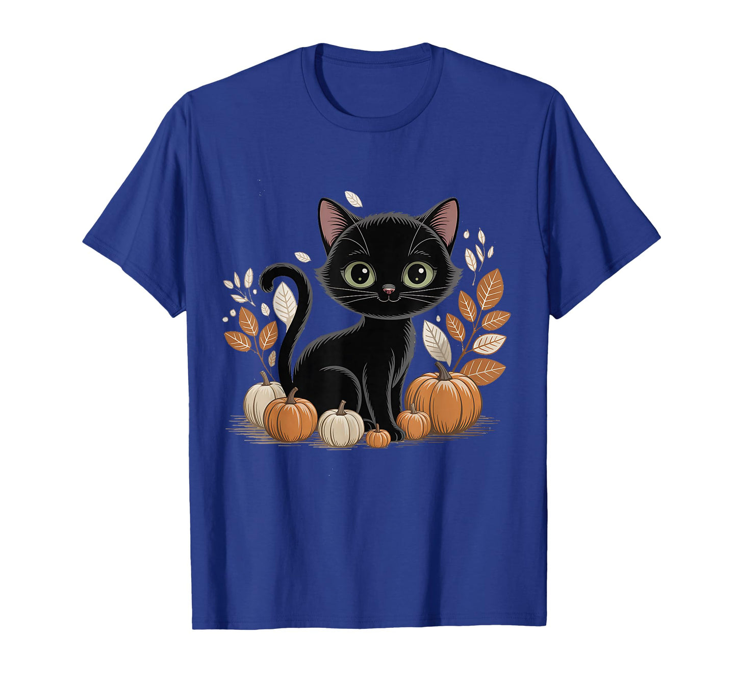 Retro Black Cat Halloween Pumpkin Costume for Women Men Kids T-Shirt