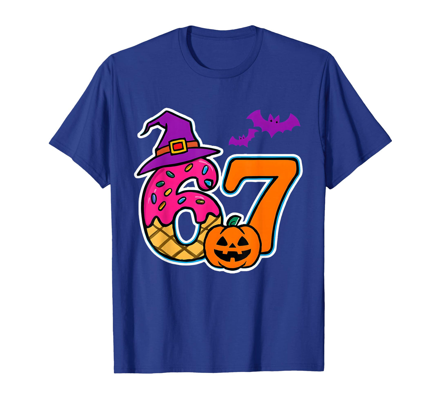 Halloween Number 67 Pumpkins Bats Witch Hat Candy Seven T-Shirt