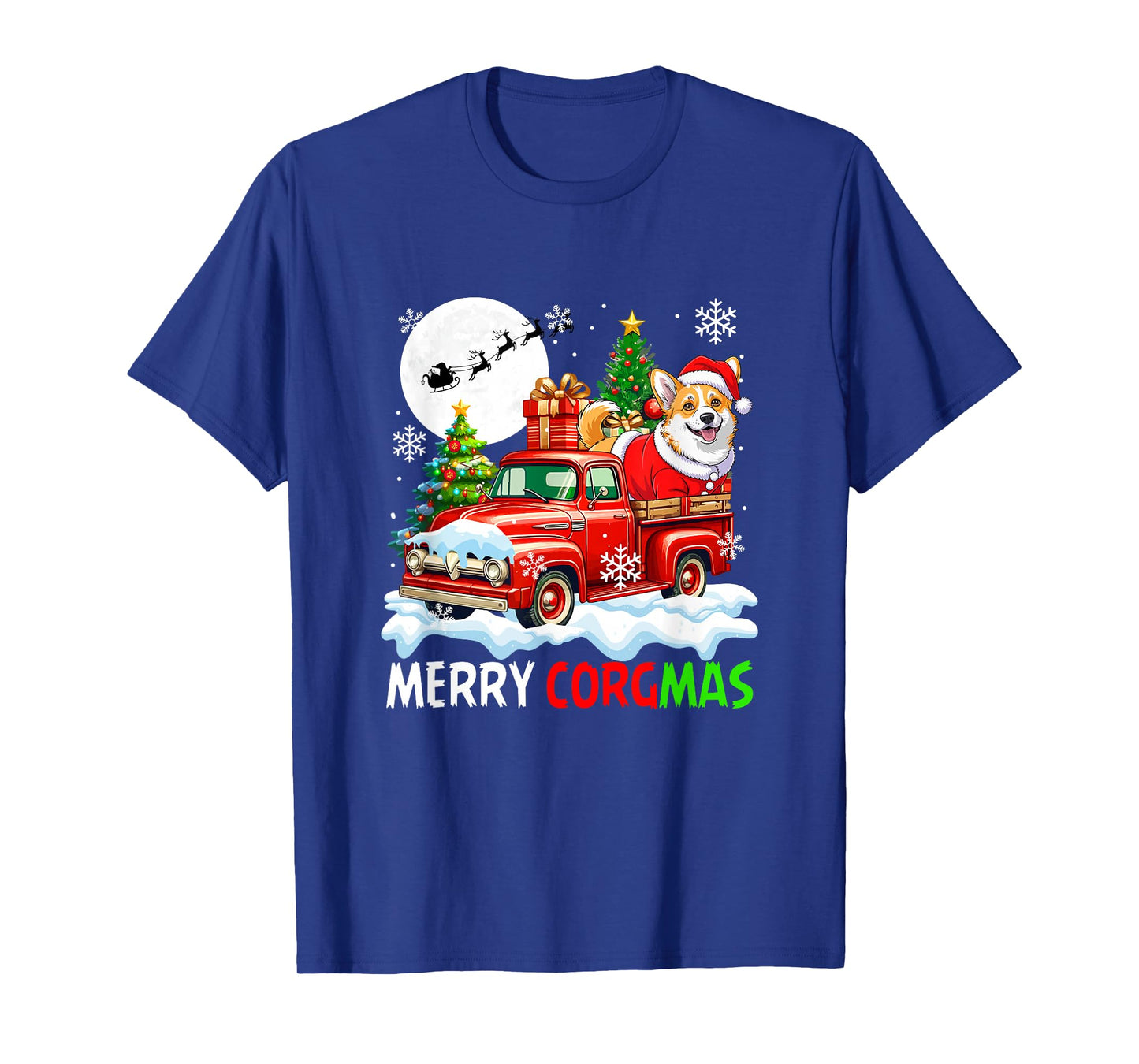 Merry Christmas Santa Corgi On Pickup Truck Owner Kids T-Shirt
