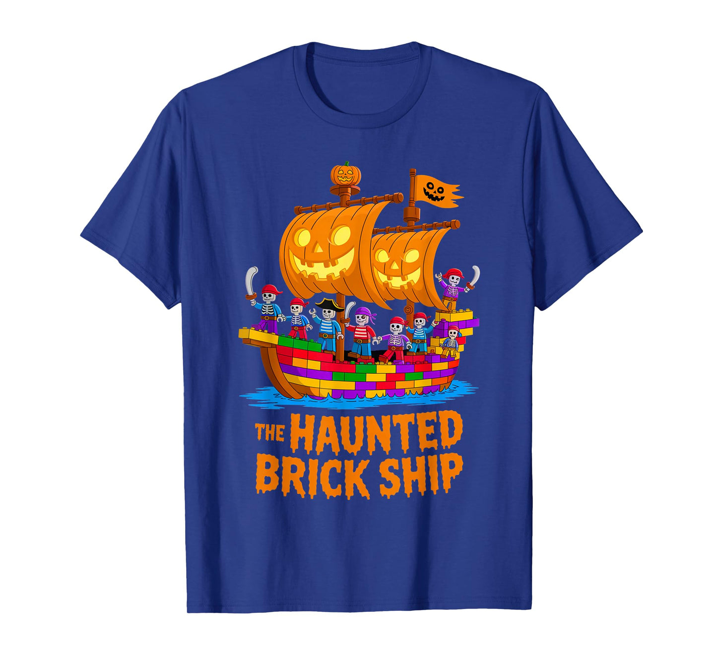 Halloween Bricks Pirate Skeleton Builder Blocks Building Toy T-Shirt