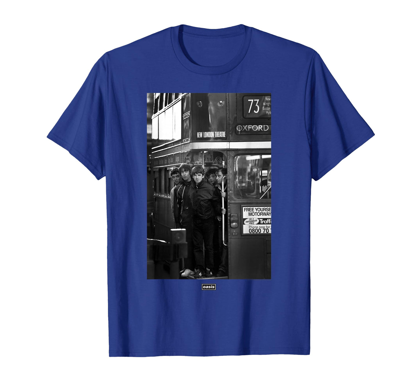 Oasis London Bus Photograph Unisex-Kids T-Shirt - Black, Small
