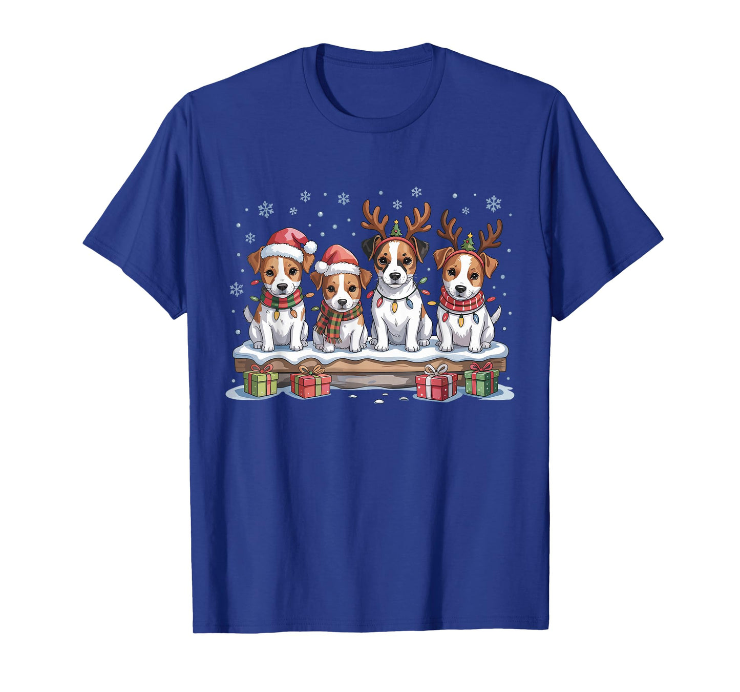 Cute Jack Russell Christmas Puppies Dog Lovers Funny Holiday T-Shirt