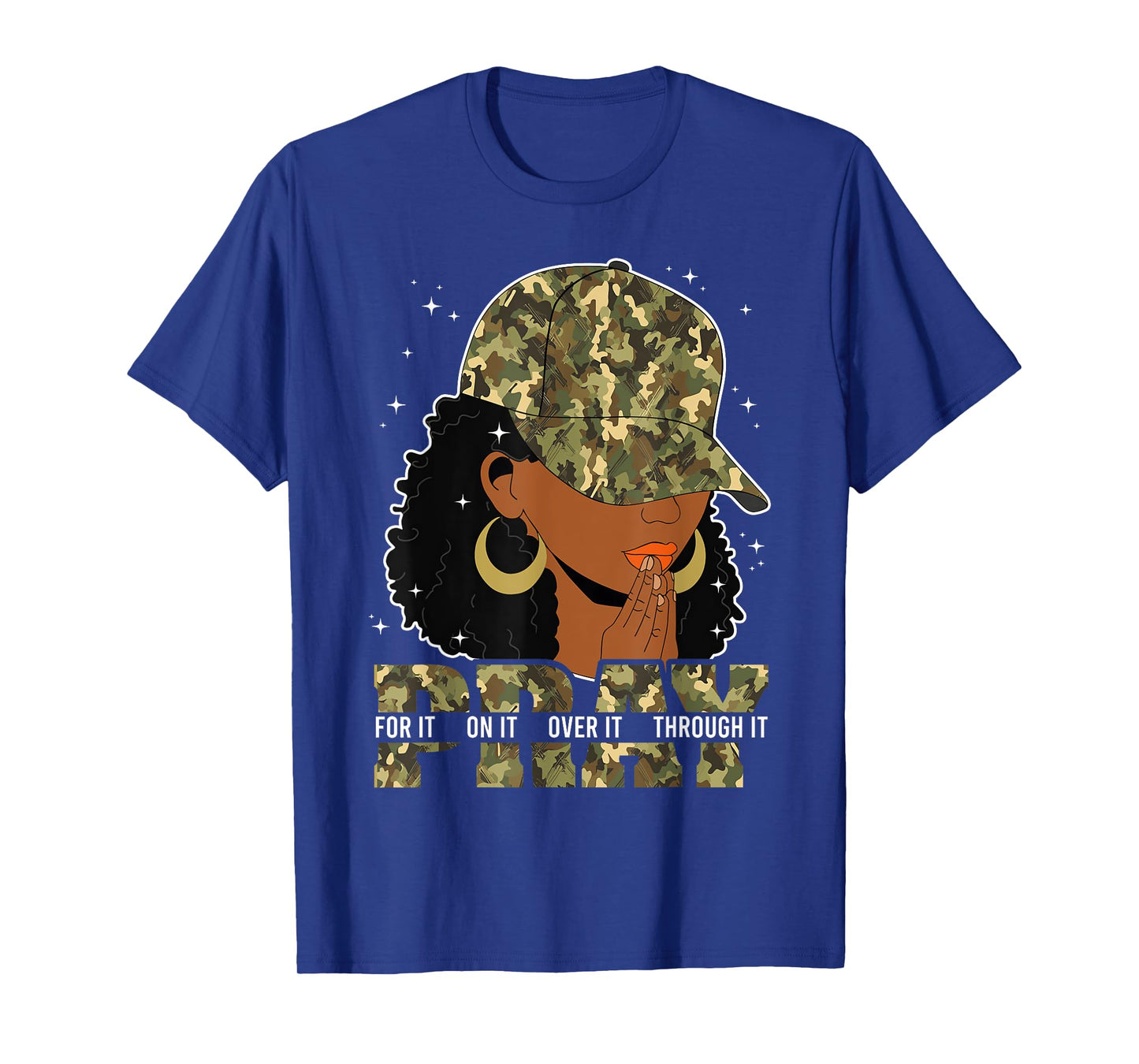 Pray On It Pray Over It Black Woman Afro Christian Sayings T-Shirt