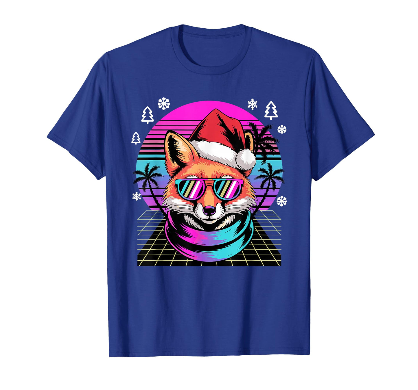 Christmas Synthwave Fox Sunglasses Foxes T-Shirt