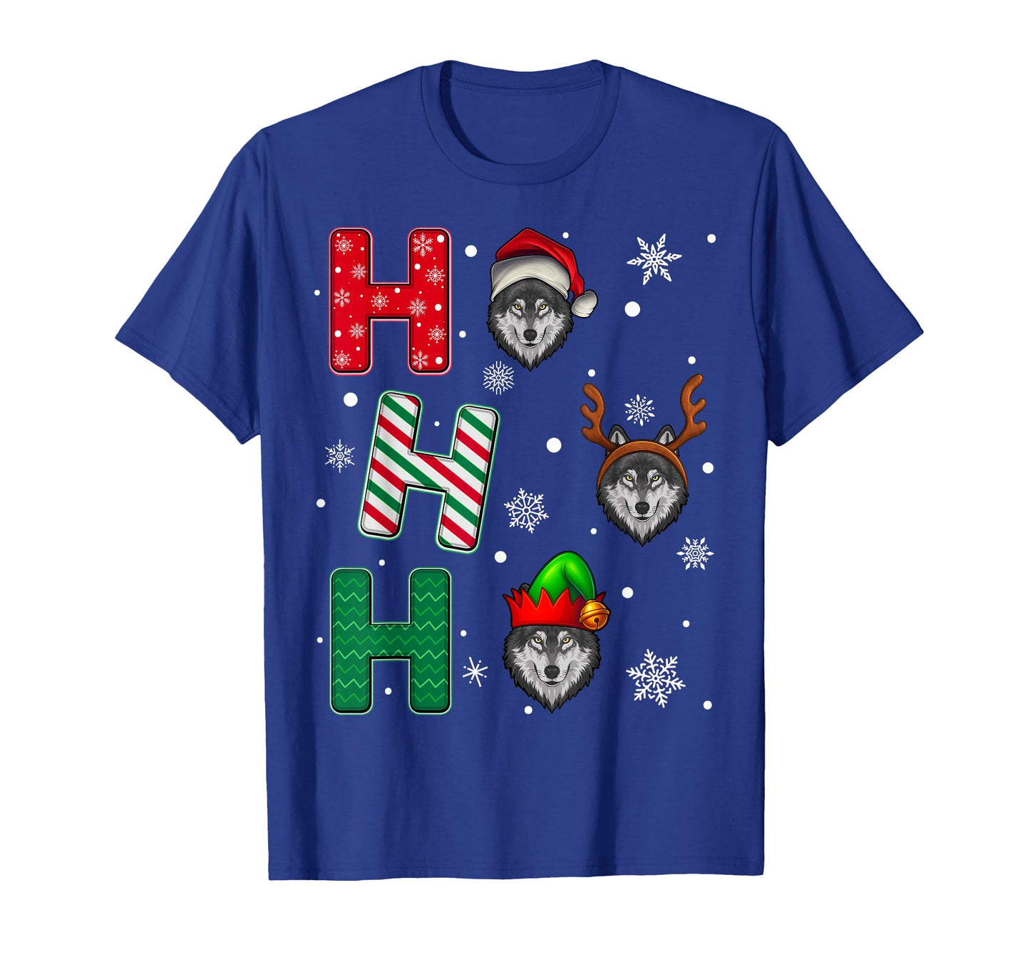 Ho Ho Ho Wolf Animal Christmas Santa Elf Xmas T-Shirt