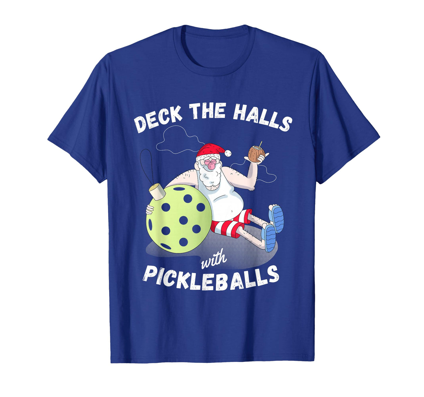 Funny Christmas Party Pickleball Drunk Santa T-Shirt