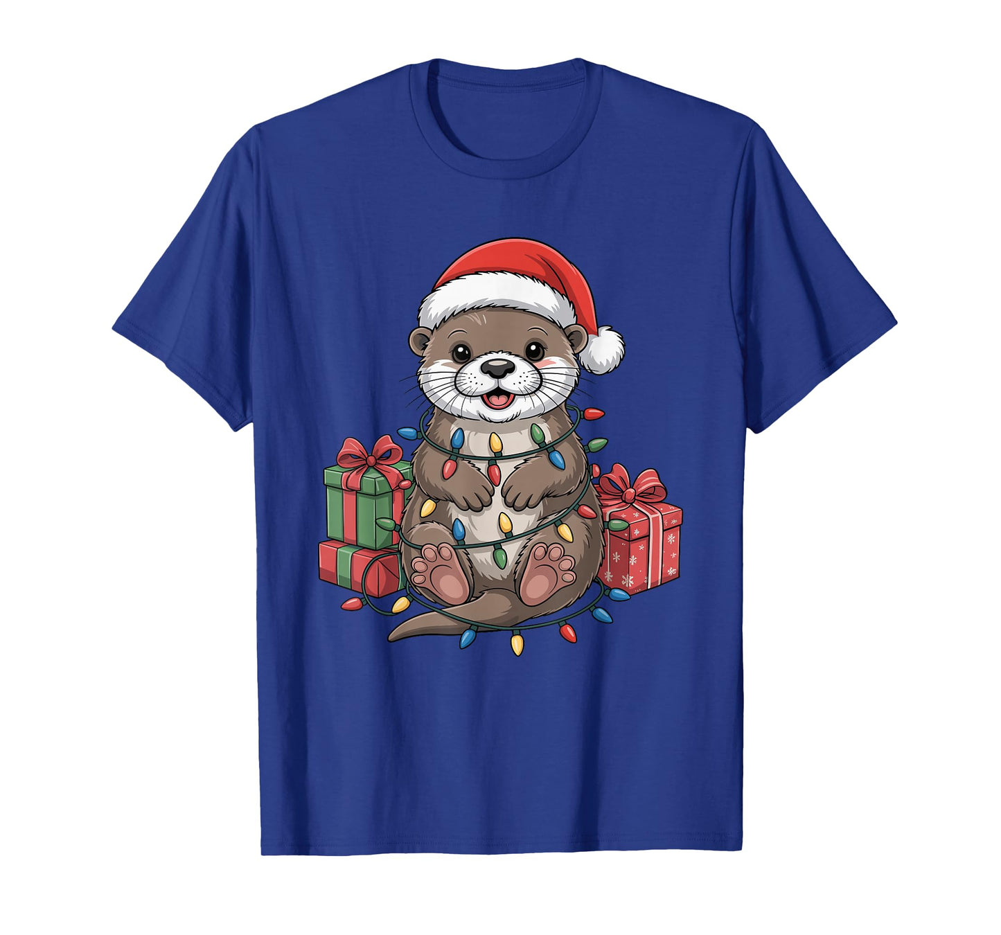 Otter Santa Hat Christmas Design Funny Animal Lovers Holiday T-Shirt