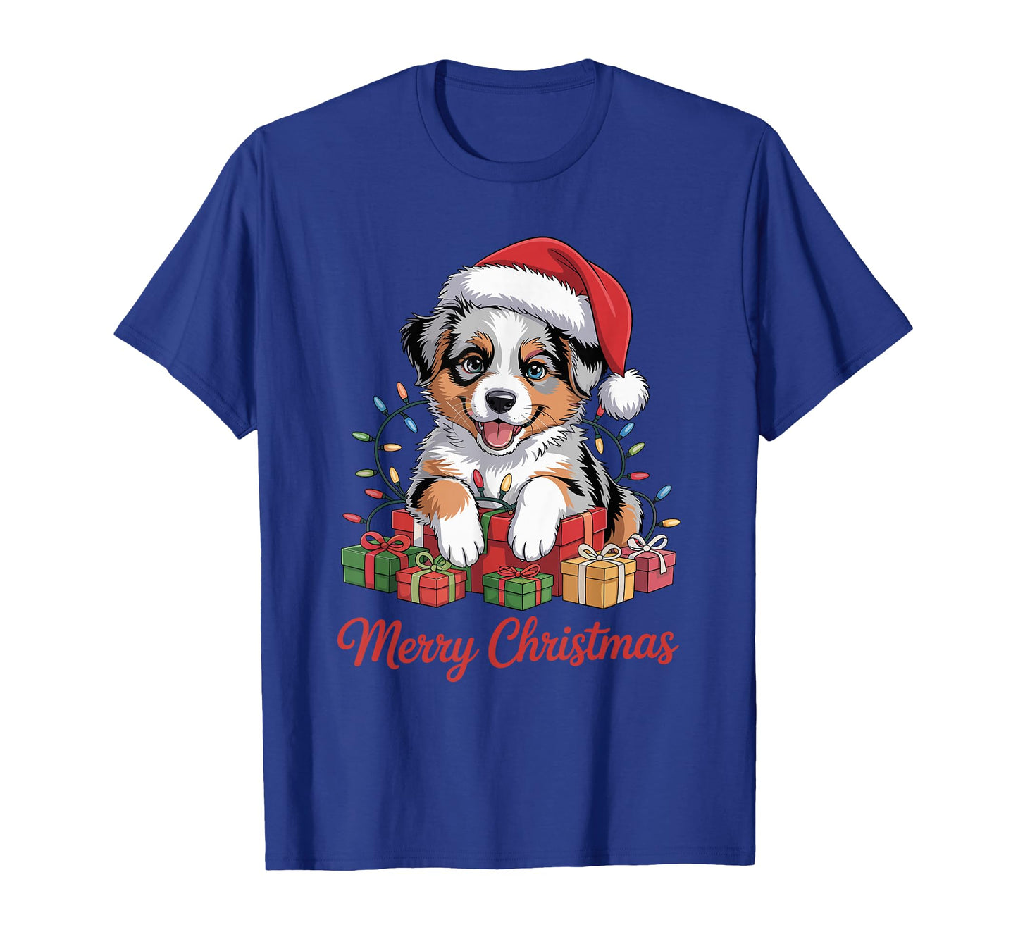 Cute Australian Shepherd Christmas Holiday Aussie Dog Lover T-Shirt
