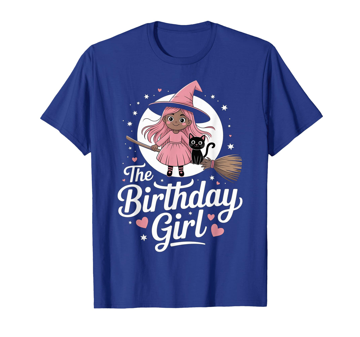 Pink Halloween Birthday Girl Black Witch Melanin October Cat T-Shirt