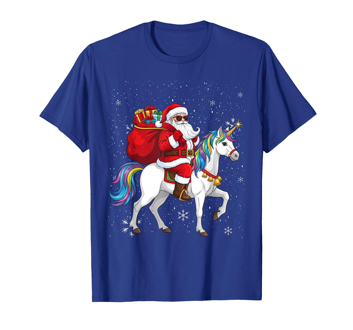 Santa Unicorn Christmas Holiday Xmas Girls Kids Women T-Shirt