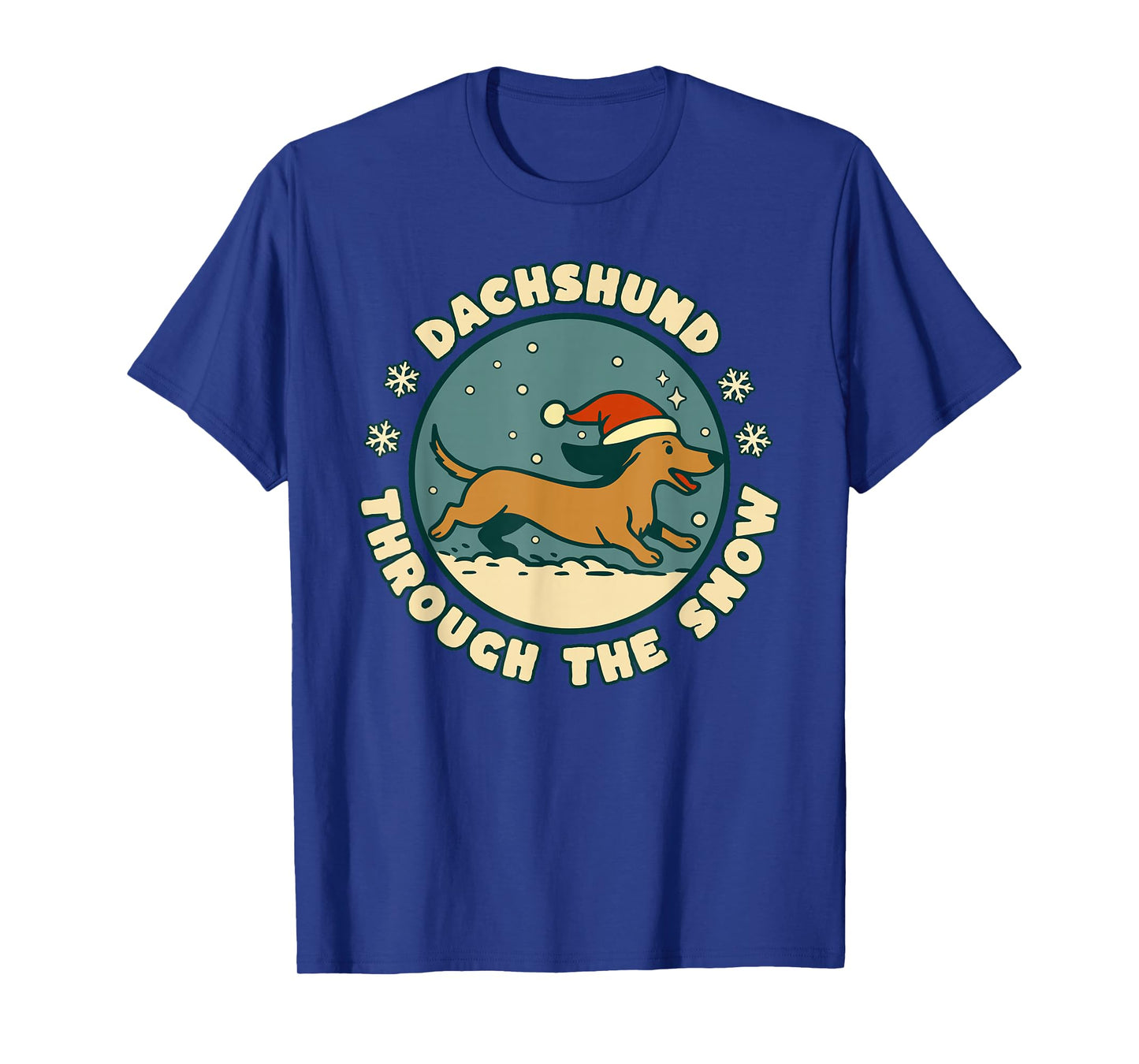 Dachshund Dog Through The Snow Funny Christmas Doxie Dog T-Shirt