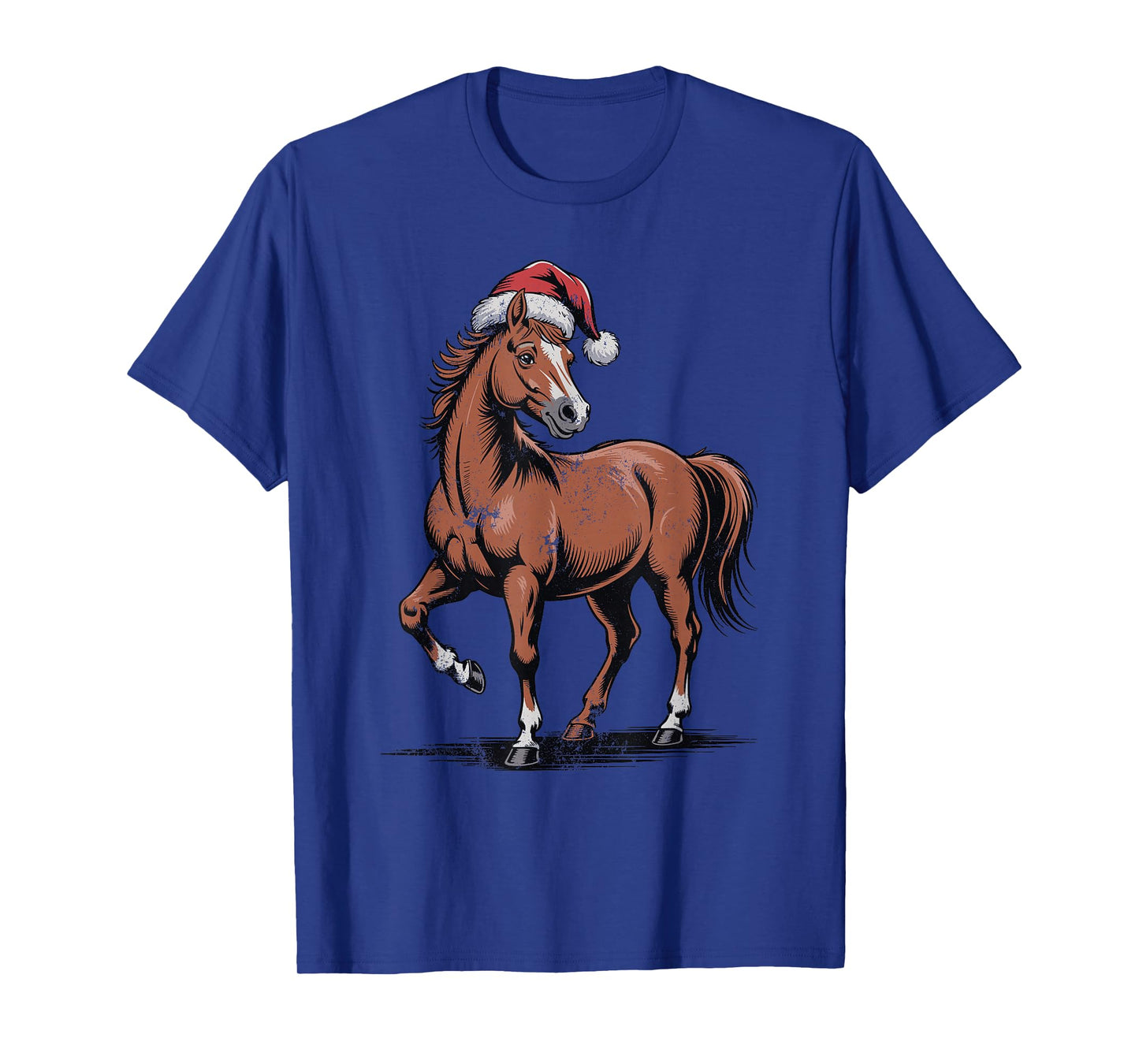 Horse Santa Hat Christmas Vintage Animal Lovers Holiday T-Shirt
