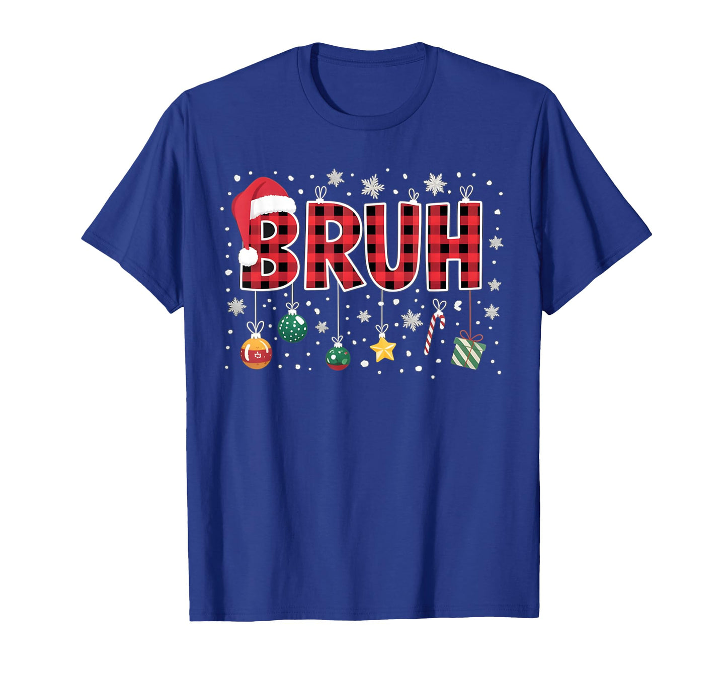 Bruh Christmas Red Plaid Teens Boys Kids Xmas Pajamas Gifts T-Shirt